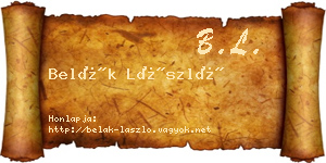 Belák László névjegykártya